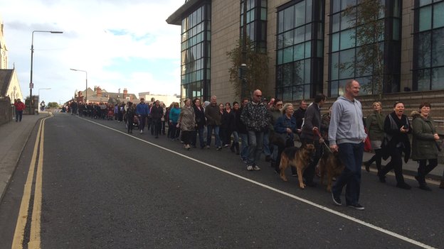 The Ringsend protest is one of almost 100 demonstrations taking place across the Republic of Ireland on Saturday